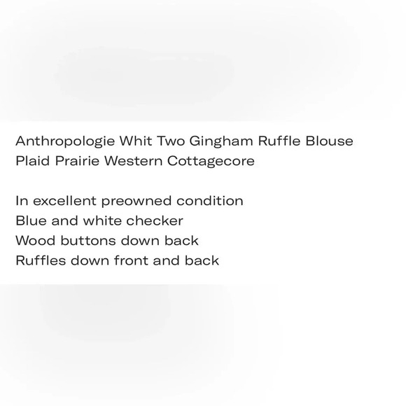 WHIT TWO by Anthropologie blue check ruffle blouse - Picture 7 of 7